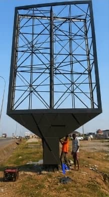 Front view of the billboard structure at Kubwa Arab Junction, Abuja